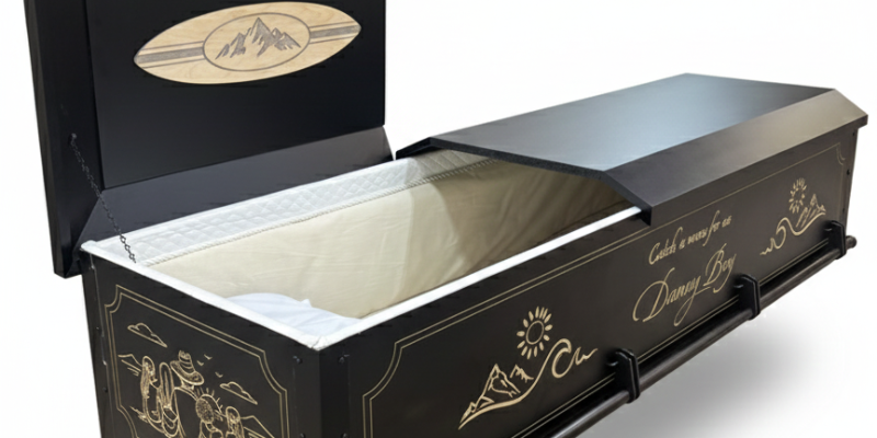 Custom Elegant Black Casket with Meaningful Engravings