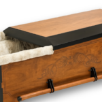 Custom Elegant Brown Casket with Plush Minky Lining
