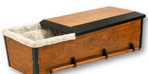 Custom Elegant Brown Casket with Plush Minky Lining