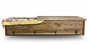 Custom Rustic Casket With Legacy Family Quilt